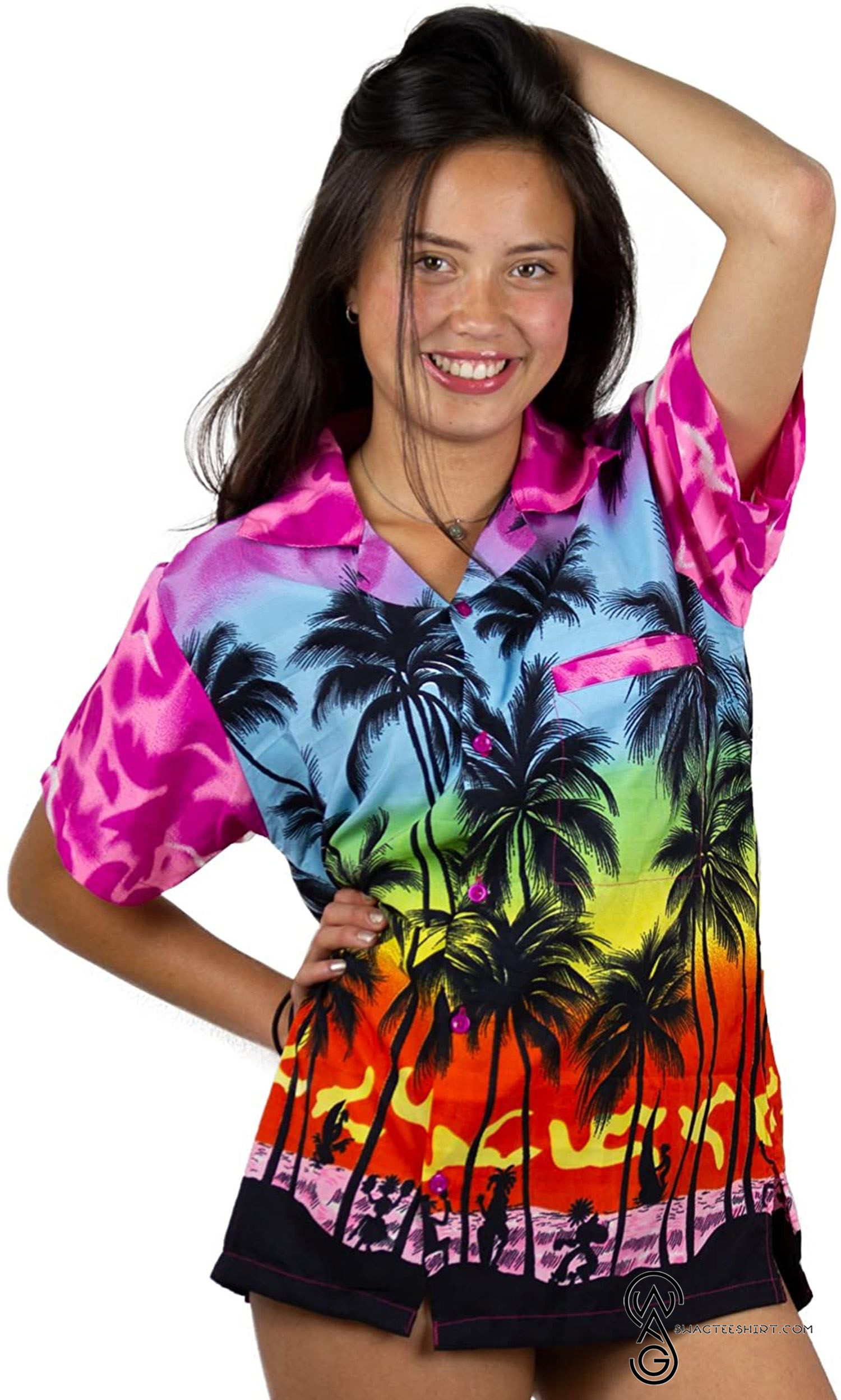 [Top Trending] Funky Aloha Hawaiian Beach Summer Print Pink Sunset Full Printing Hawaiian Shirt